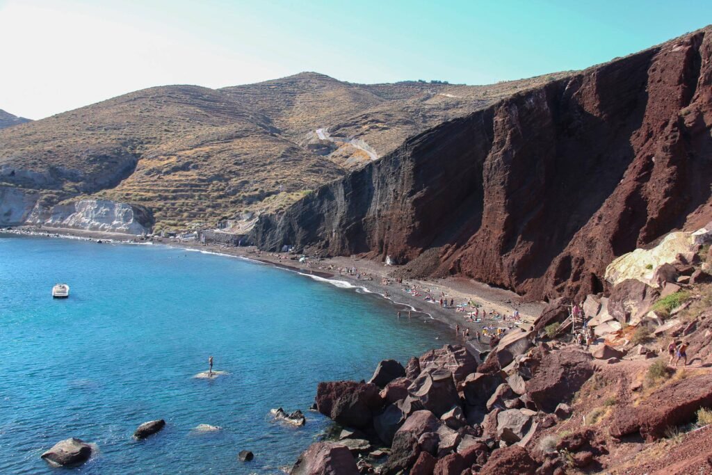 Falaise plage Red Beach Santorin